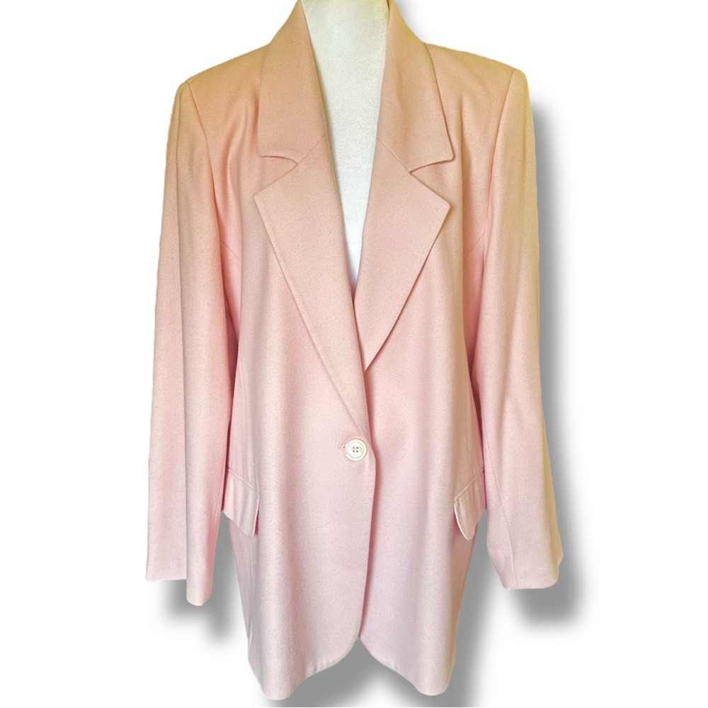 Vtg Nordstrom Soft Pink Merino Wool Woman’s Blazer Size 1X